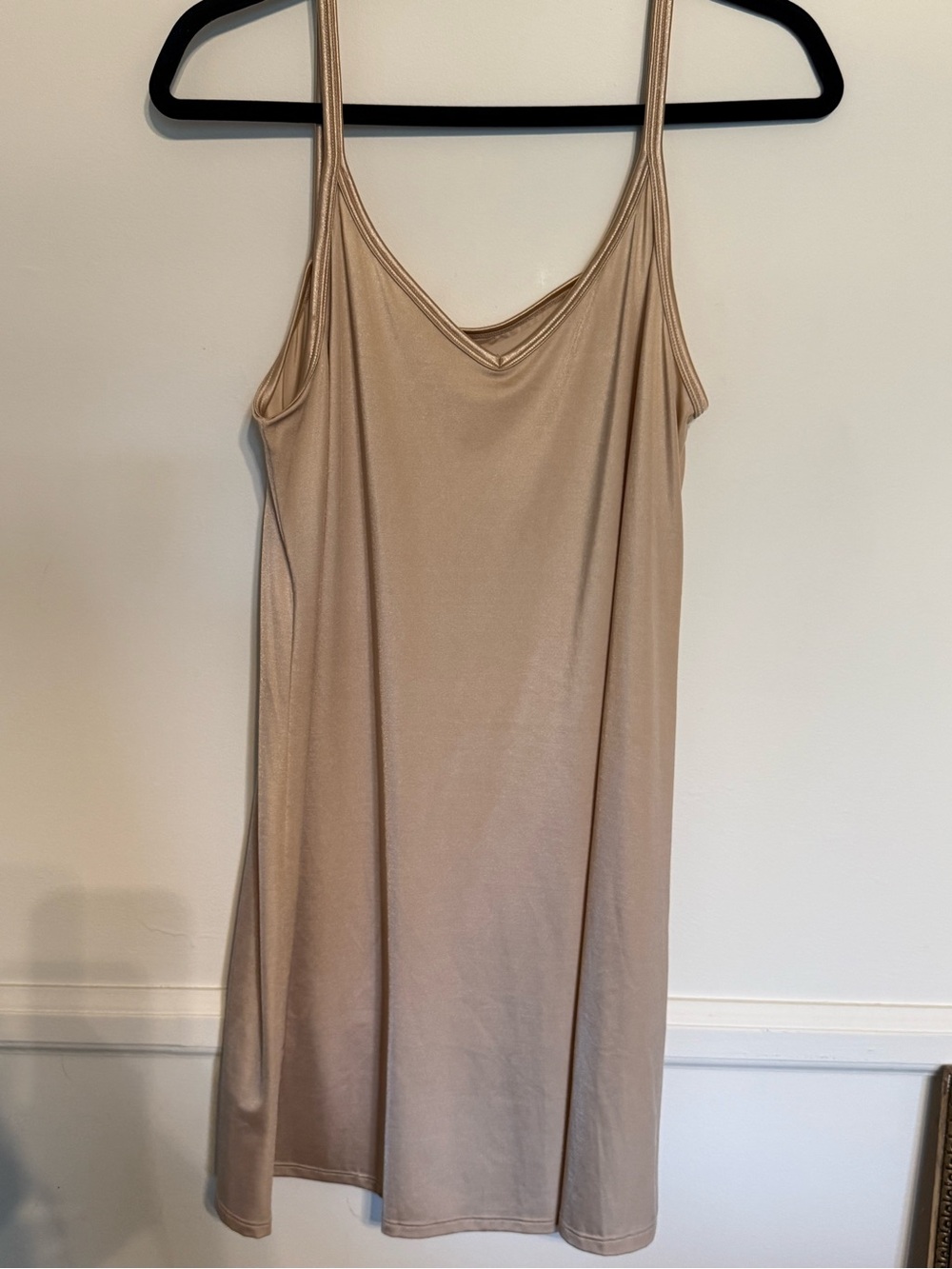 Women's Nude Slip Dress - Minimalist Spaghetti Strap